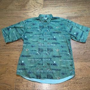 Magellan Sportswear Men's Large Short Sleeve Button down  Bass Fishing Shirt